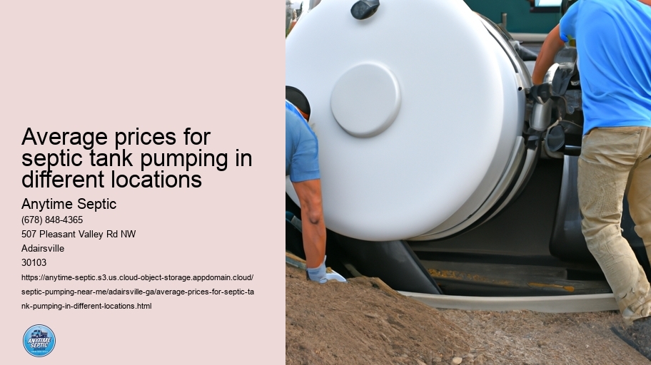 Average prices for septic tank pumping in different locations